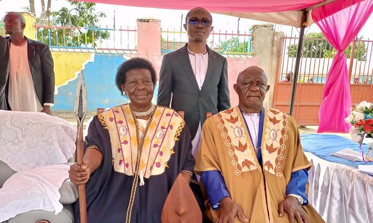 Hon. Joseph Kawuki ( middle background) with Kabaka's ambassador and the deputy Image