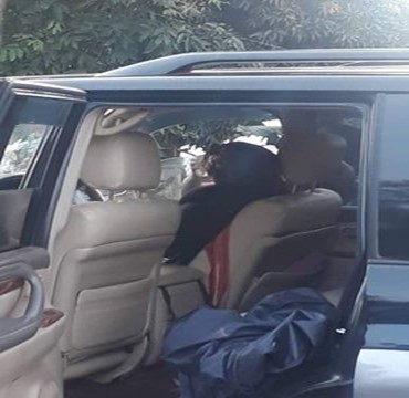 Omutaka Lwomwa's dead body in the car after being shot Omutaka Lwomwa's dead body in the car after being shot