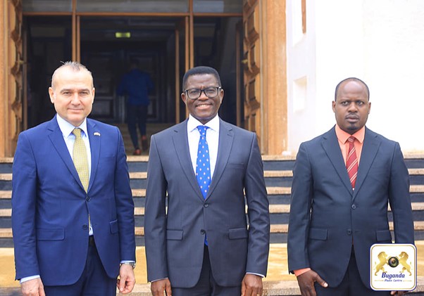 The Katikkiro is in the middle, with Ambassador Mehmet Fatih on the left and Honourable Israel Kazibwe Kitooke on the right The Katikkiro is in the middle, with Ambassador Mehmet Fatih on the left and Honourable Israel Kazibwe Kitooke on the right