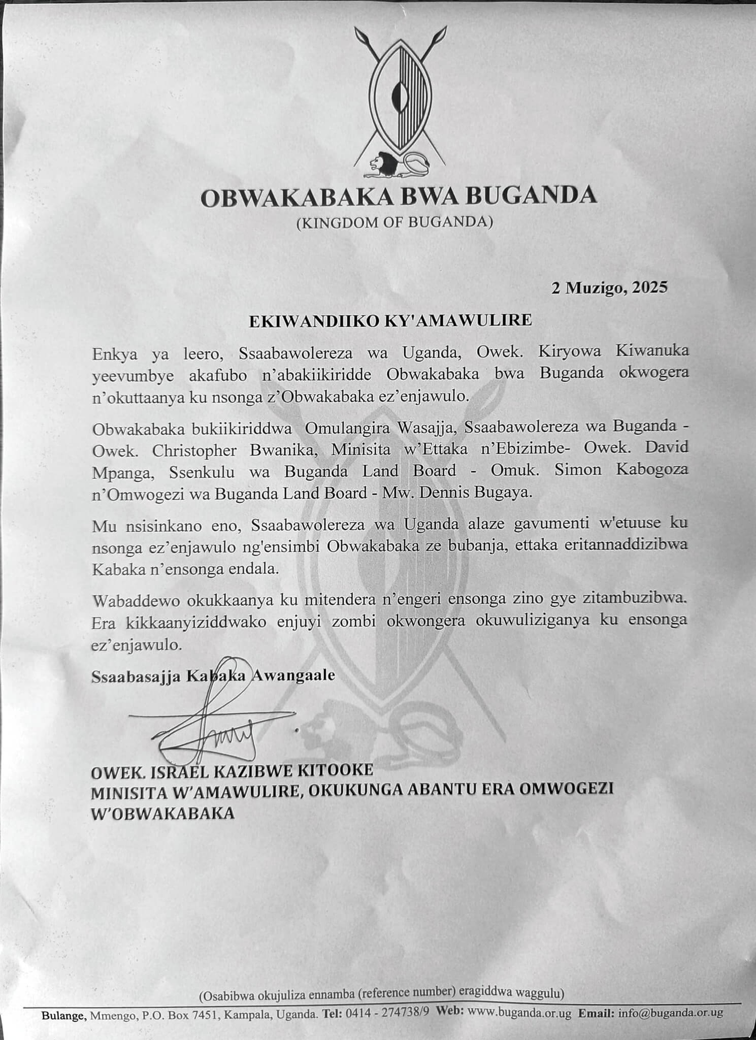 📸 A statement from the Buganda Kingdom emphasized the importance of mutual respect and continued dialogue with the Central Government 📸 A statement from the Buganda Kingdom emphasized the importance of mutual respect and continued dialogue with the Central Government