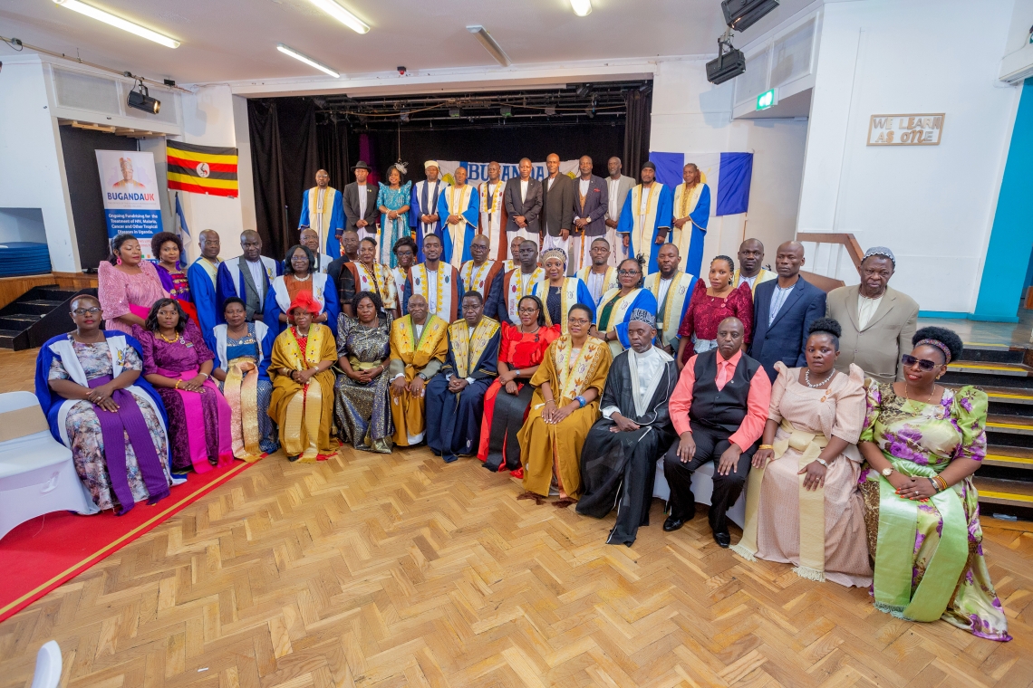 Owek. Ssaalongo Geoffrey Kibuuka pictured with the newly appointed Parish Chiefs of South and West England during the historic ceremony Owek. Ssaalongo Geoffrey Kibuuka pictured with the newly appointed Parish Chiefs of South and West England during the historic ceremony