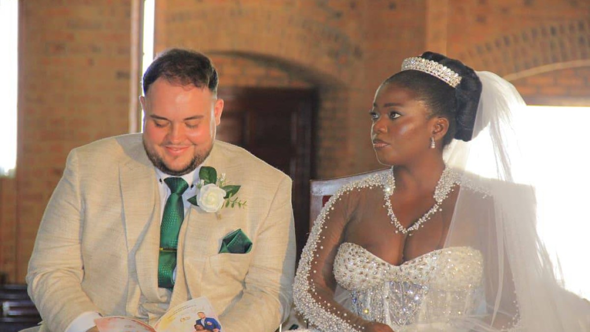 Ben Foster and Leah Nandugga at Namirembe Cathedral during their wedding blessing. Ben Foster and Leah Nandugga at Namirembe Cathedral during their wedding blessing.