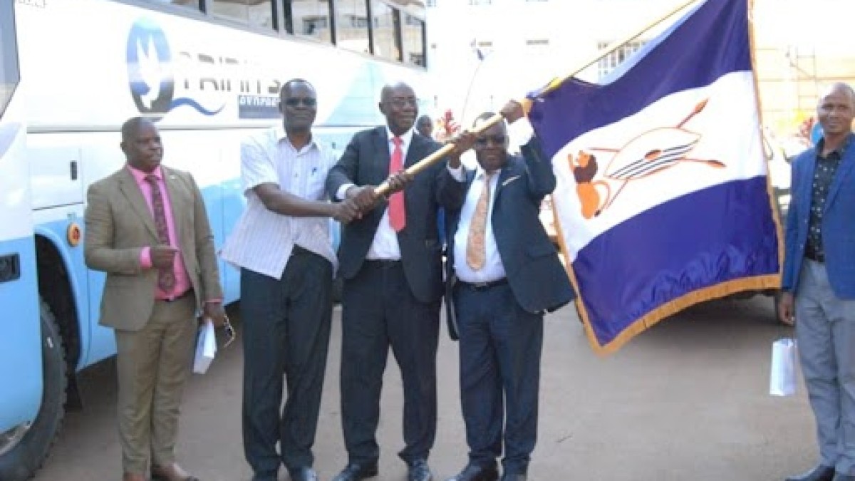 The group being flagged off from Bulange, Mengo.