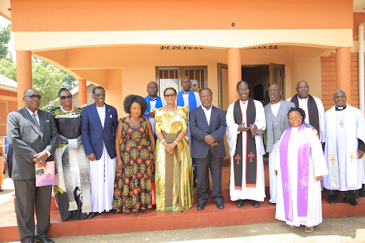 Leaders and guests at the memorial service in Lwemwedde