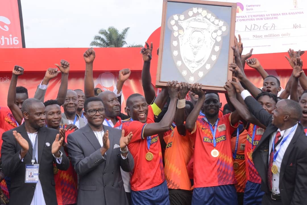 Ndiga clan football players holding the Shield they won. Image