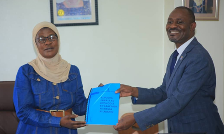 Hon Mariam Mayanja receiving office. Image