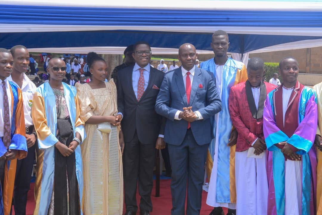 The Katikkiro and Hon Ssekabembe amidst the sworn-in leaders Image
