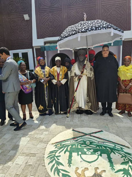 His Highness Alhaji Aminu Ado Bayero with his guests from Buganda at his Palace Image