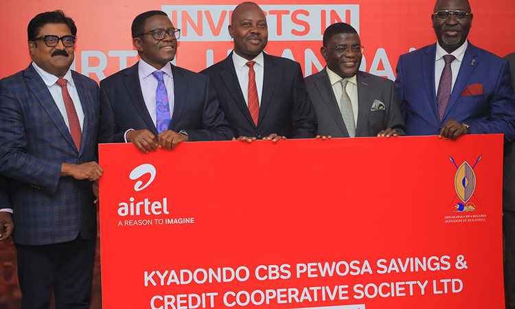 The Buganda Prime Minister, his deputies, and the CEO of Airtel Uganda Image
